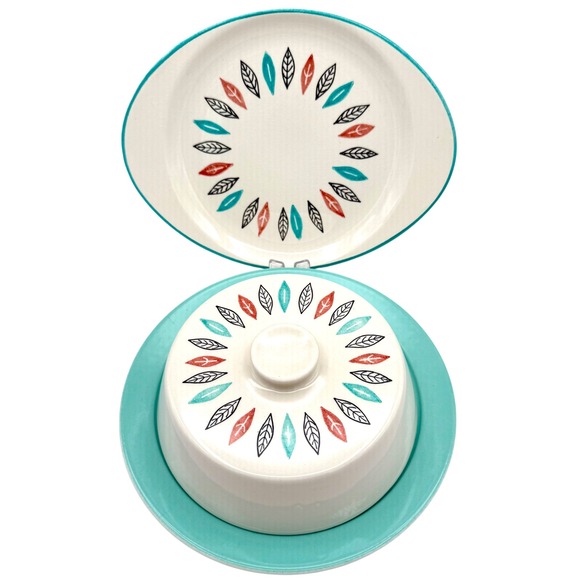 Marcrest Other - MARCREST NORDIC MINT Vtg Mid Century Modern Atomic Leaf Butter Dish Server MCM